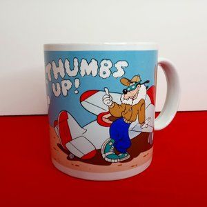Goofy Pilot Coffee Mug Walt Disney Applause 1987 Thumbs Up Rare Vintage